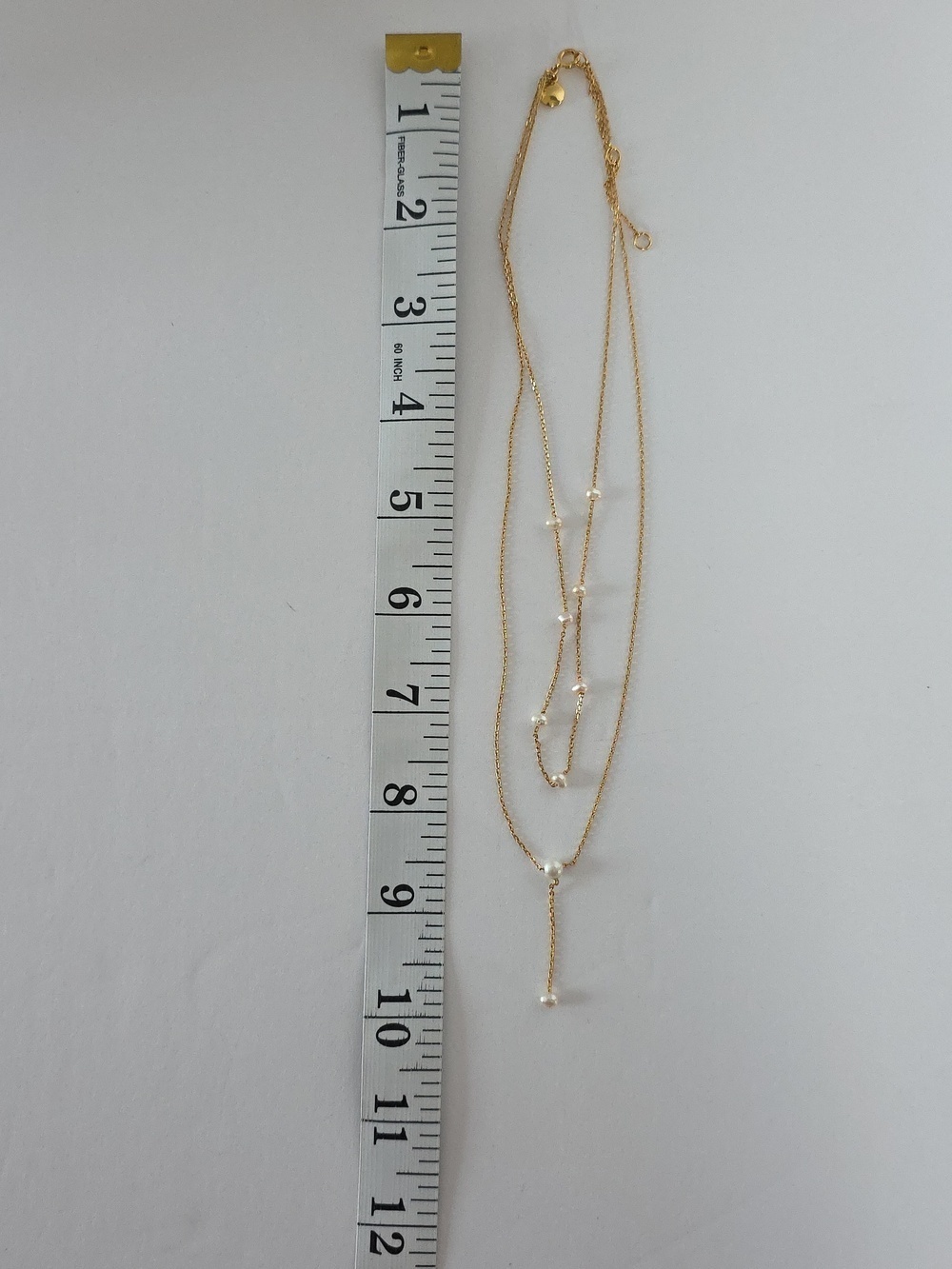 J.CREW Double Chain Gold And Pearl Necklace - Picture 4 of 5